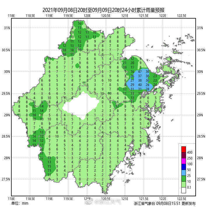 白天最高温度:浙南地区32-34;其它地区30-32.浙江新闻记者 田雯