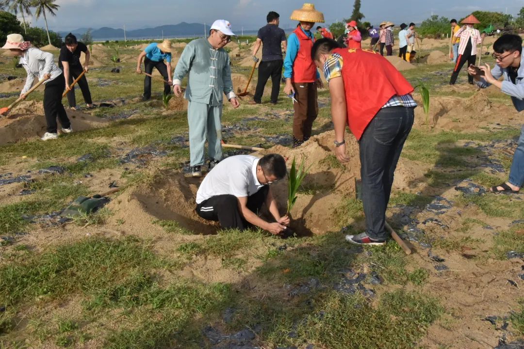 万宁和乐镇英豪村党员干部群众中秋节开展植树活动贺敬平参加