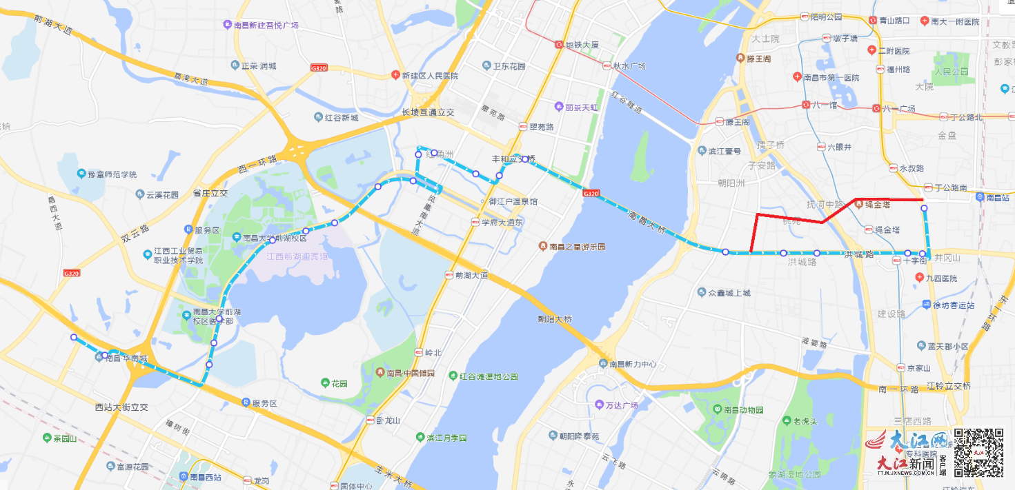 1月8日起途经南昌海关桥公交线路恢复原线路行驶