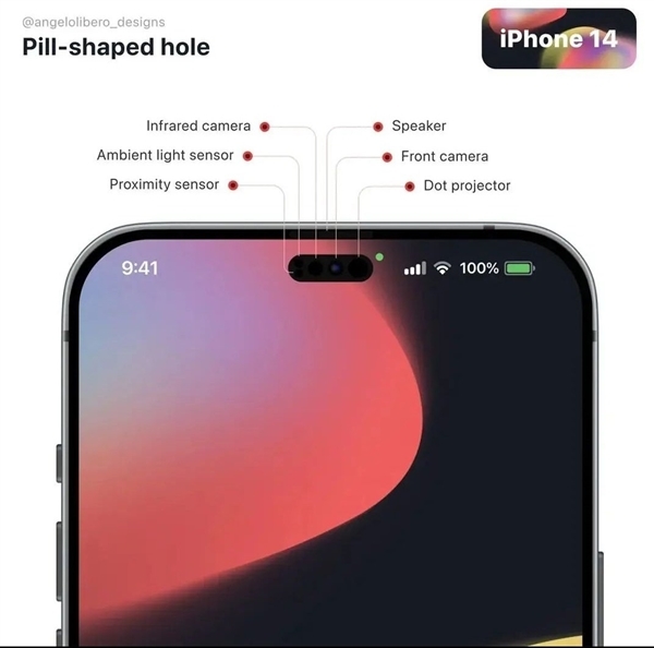 刘海变胶囊苹果最新设计的iphone14外形感受下