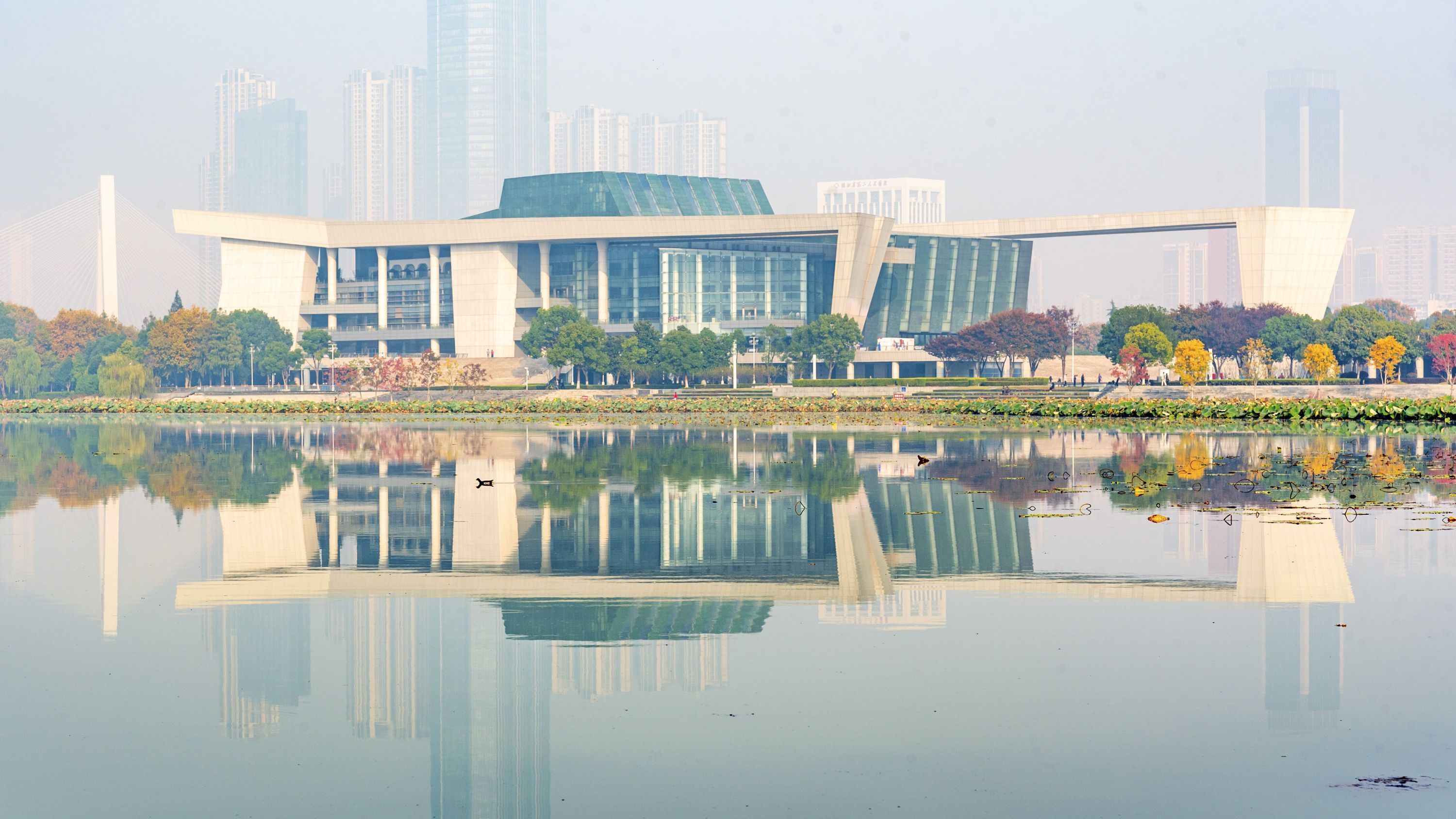 月湖风景区对面的琴台大剧院.蒙晓东 摄