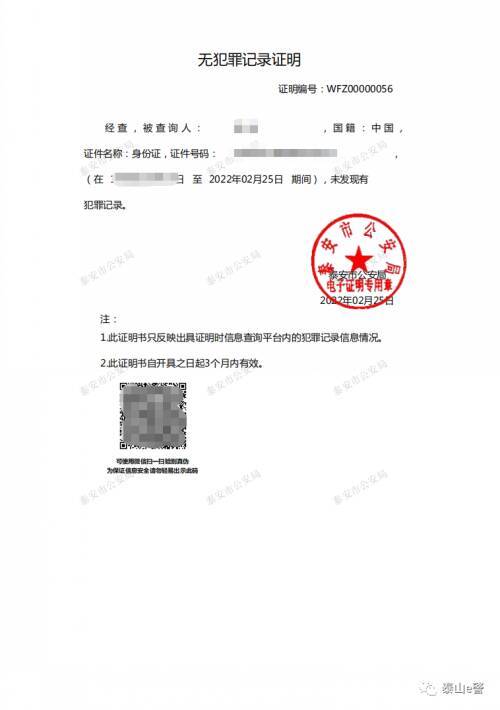 泰安人无犯罪记录证明手机上就可以开了
