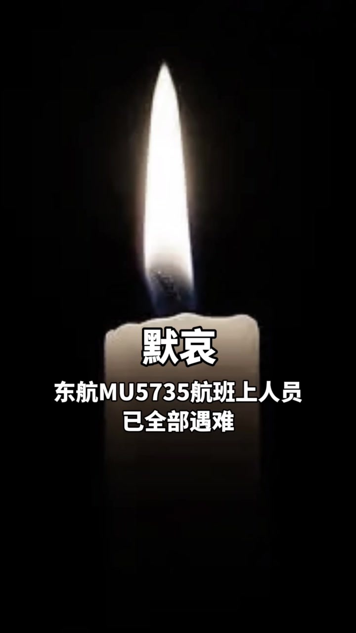 默哀东航mu5735航班上人员已全部遇难