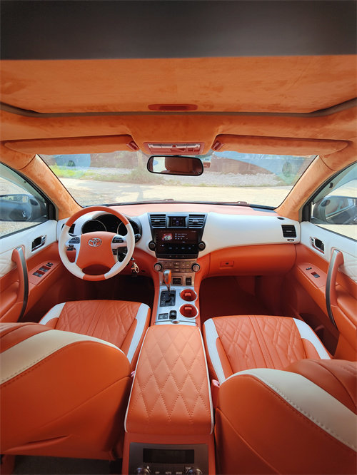 丰田汉兰达改装座椅及内饰改色爱马仕橙