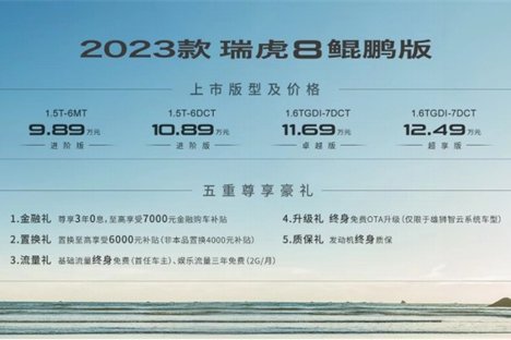 2023款瑞虎8鲲鹏版官宣上市