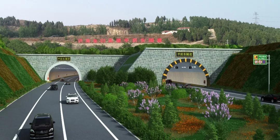 平阴东隧道为分离式隧道,为项目全线唯一隧道,分左右两幅,长度360米