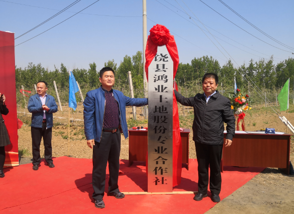 4月29日,廣饒縣鴻業土地股份專業合作社掛牌儀式在稻莊鎮南寨村舉行