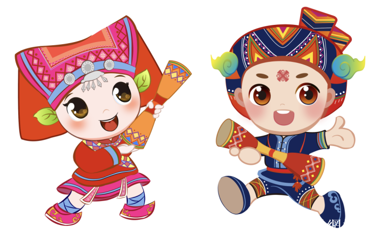 湖南省第十届少数民族传统体育运动会吉祥物“瑶亲亲” 、 “瑶欢欢”