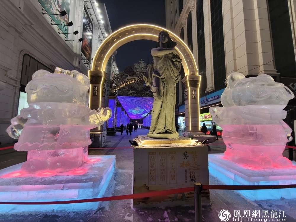 【点燃冰雪梦想 喜迎亚冬盛会】 “滨滨”和“妮妮”在南岗步行街上岗