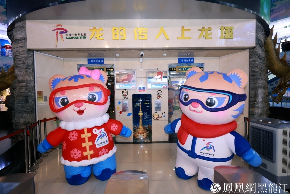 “滨滨”“妮妮”登顶龙塔，纵览冰城壮丽全景