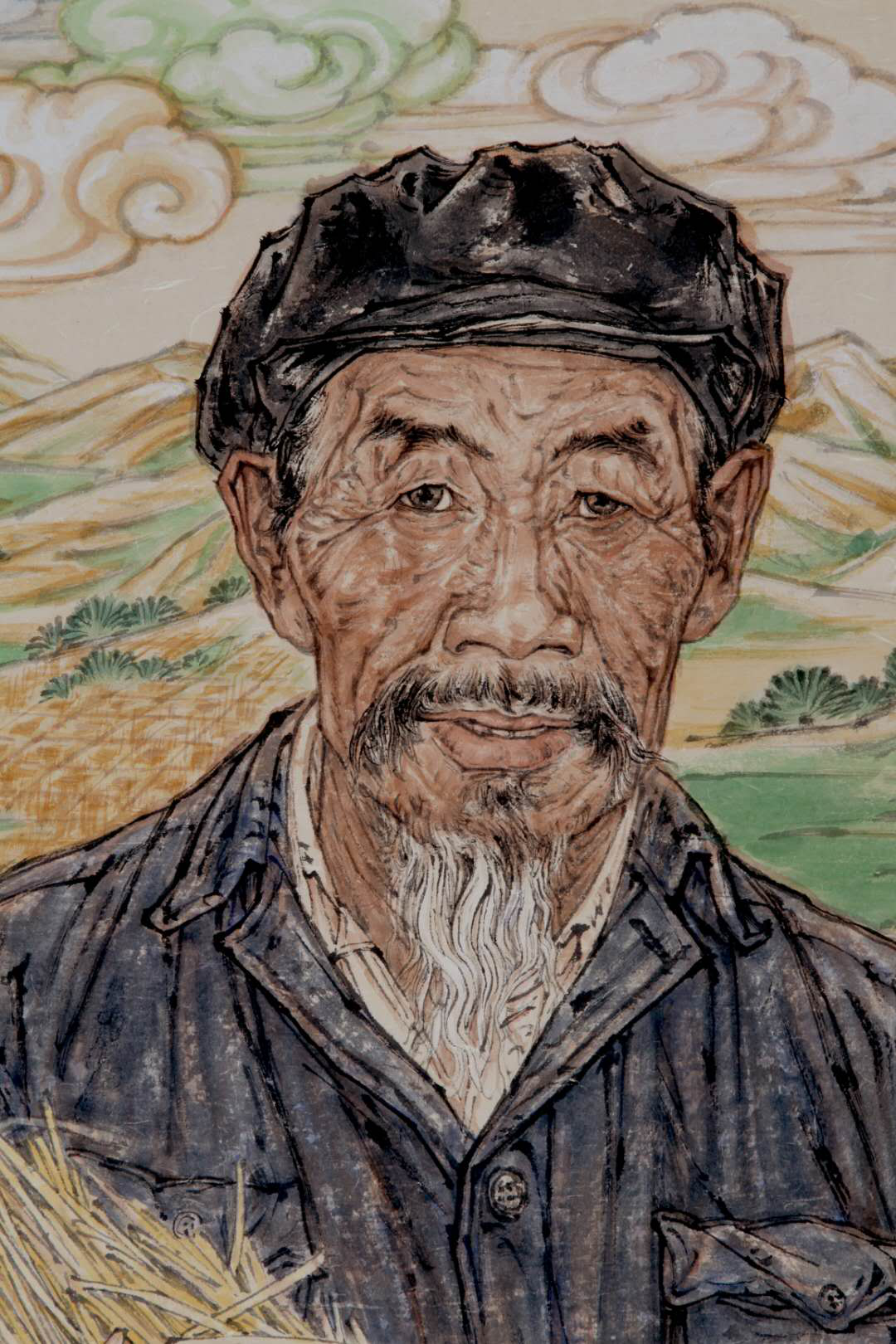 巨幅中国画时代楷模八步沙六老汉