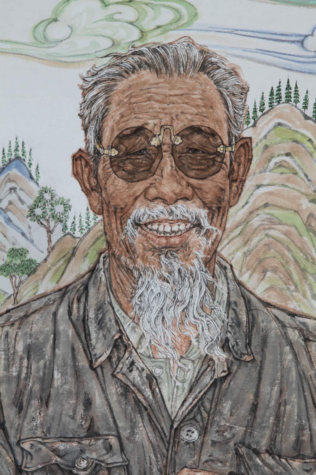 巨幅中国画：《时代楷模八步沙六老汉》