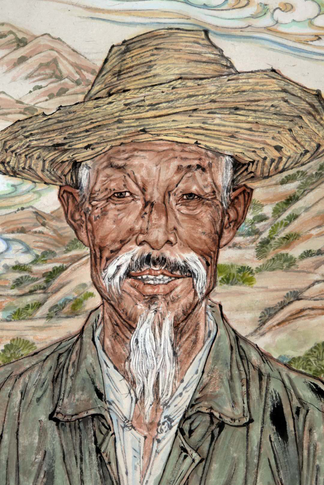 巨幅中国画：《时代楷模八步沙六老汉》