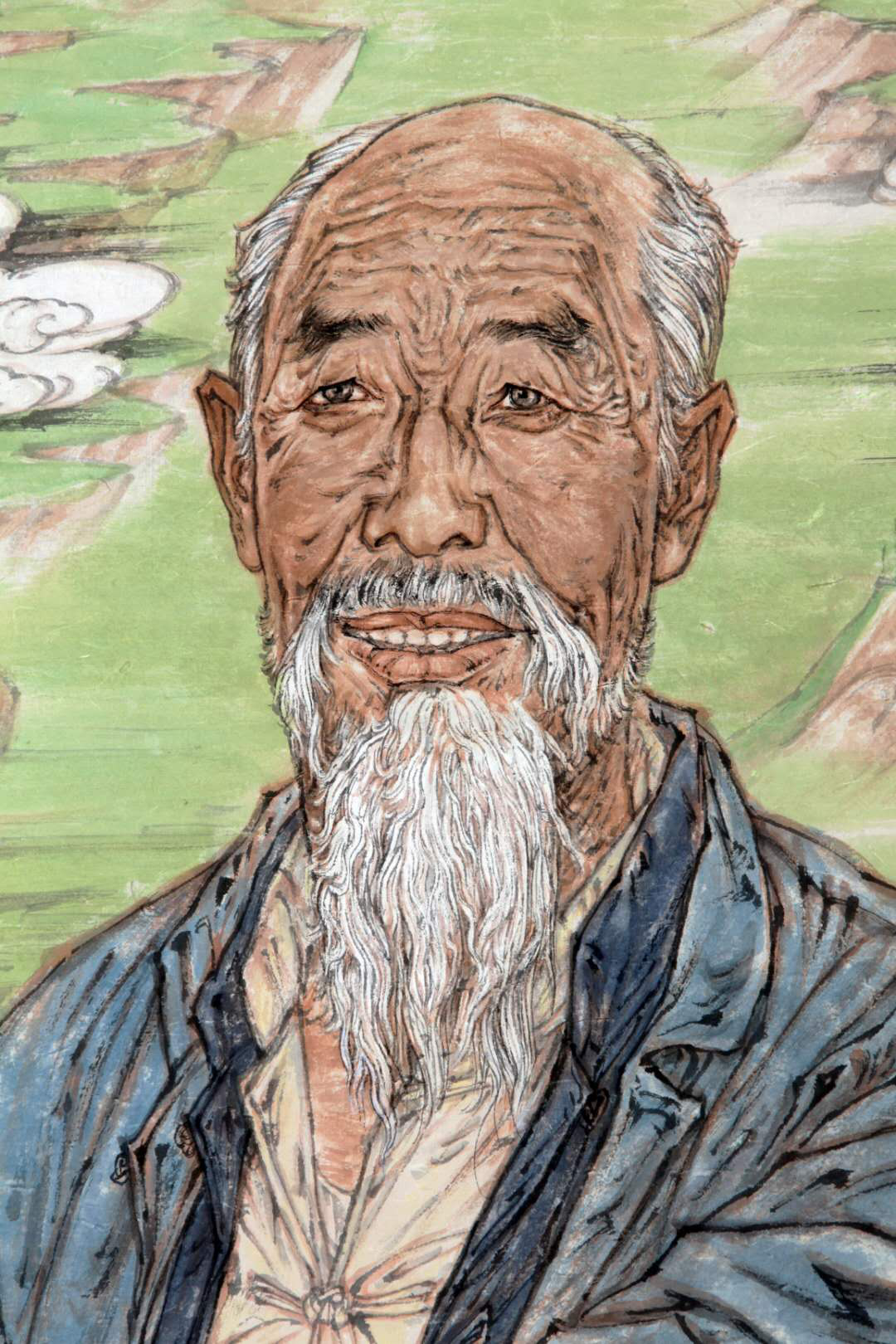 巨幅中国画：《时代楷模八步沙六老汉》