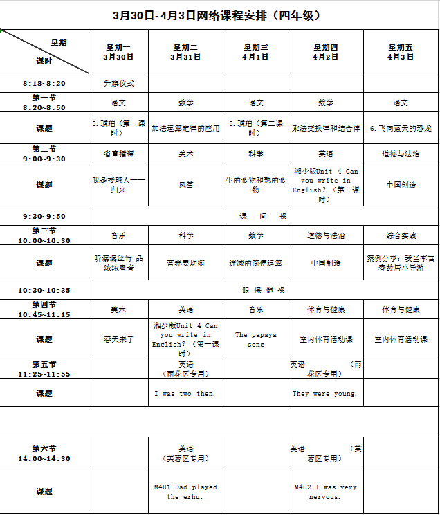 [长沙]长沙开学时间未确定！查收3月30日至4月3日网络课程表