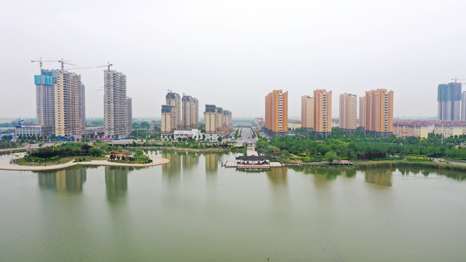 山东阳信航拍感受九龙湖夏日碧波荡漾