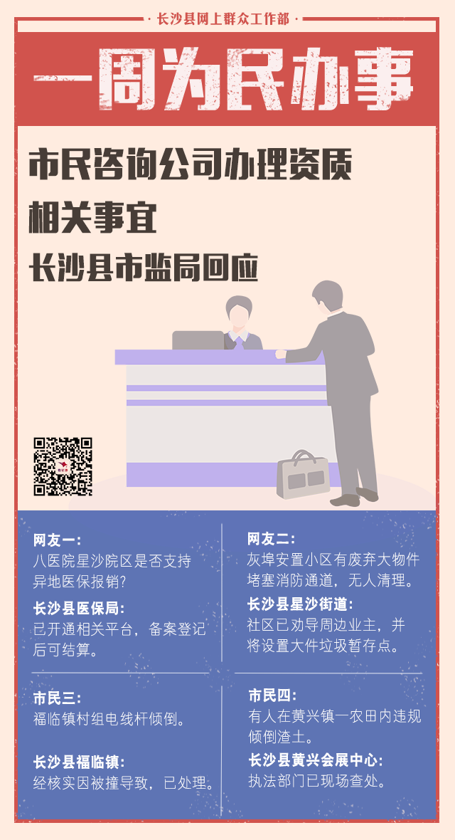 市民咨询公司办理资质事宜 长沙县市监局回应(图1) 市民咨询公司办理资质事宜 长沙县市监局回应(图1)