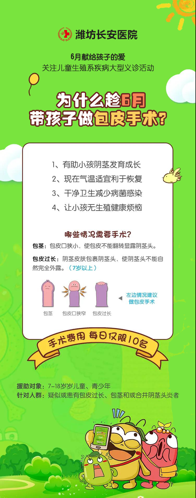 潍坊长安男科医院举办青少年儿童包皮手术义诊活动