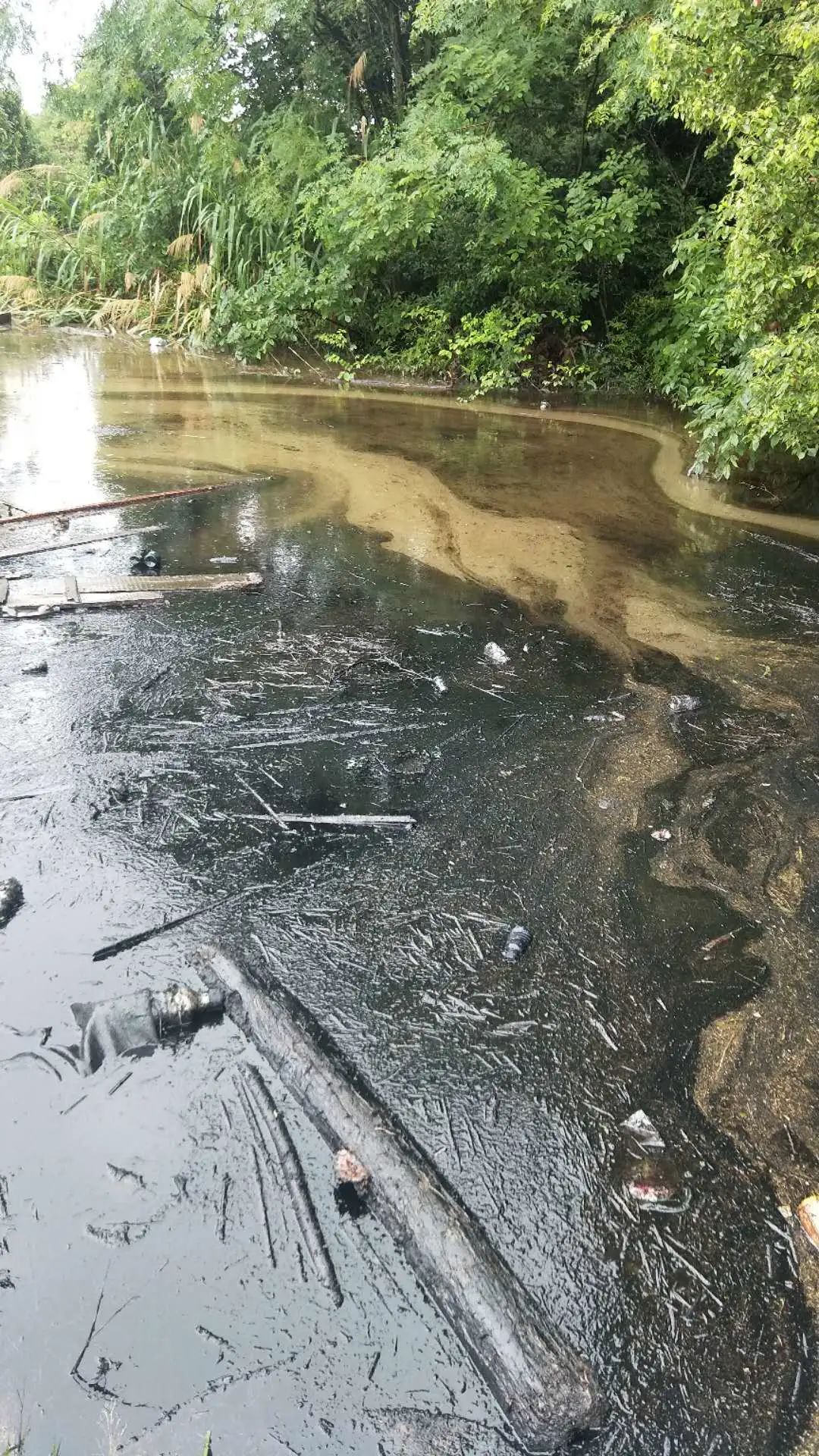 鹰潭机务段废机油泄漏造成大面积水面污染