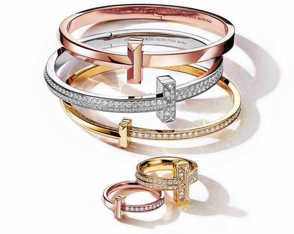 Tiffany & Co. 蒂芙尼T1系列18K黄金、白金及玫瑰金手镯与戒指