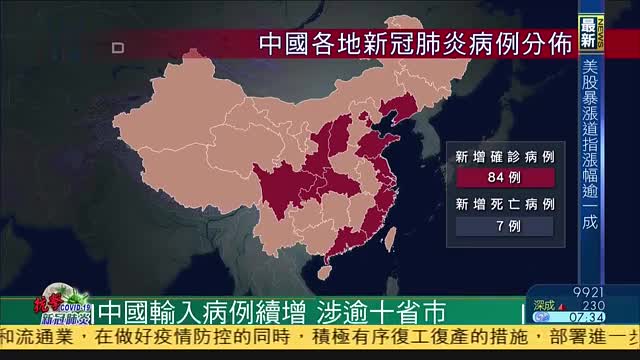 中国各地新冠肺炎输入病例续增,涉逾十省市