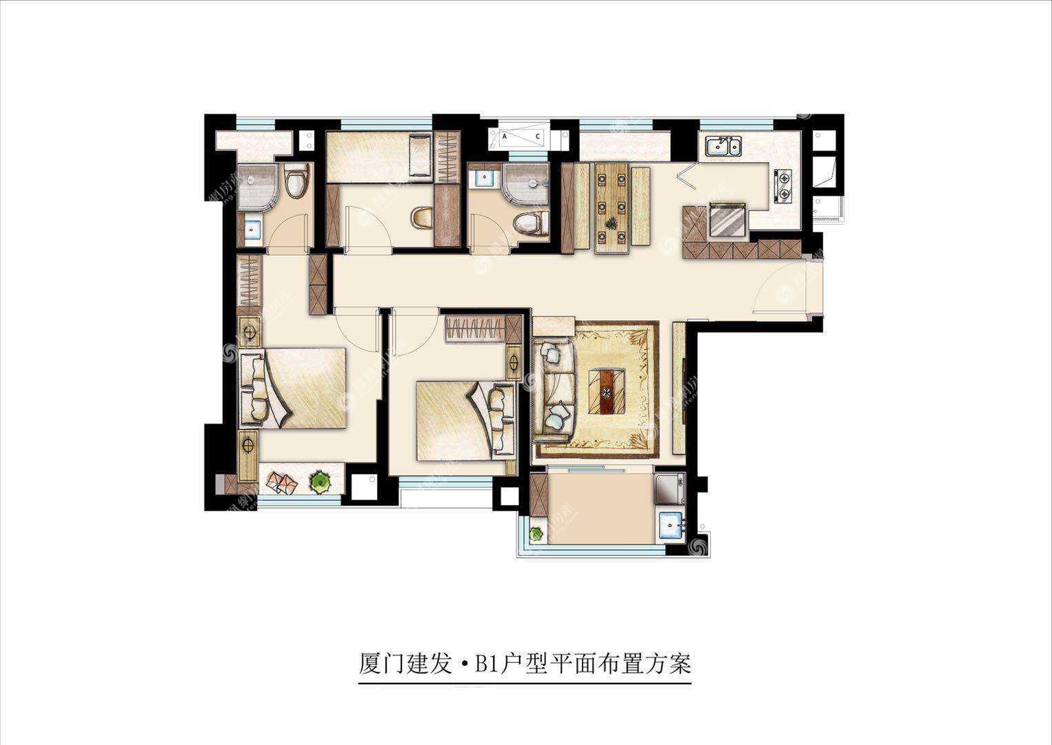 海玥和鸣,建发·住宅 海玥和鸣3室2厅85㎡户型图,朝向-厦门凤凰网房产