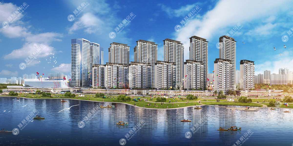 酃湖万达广场沿湖鸟瞰