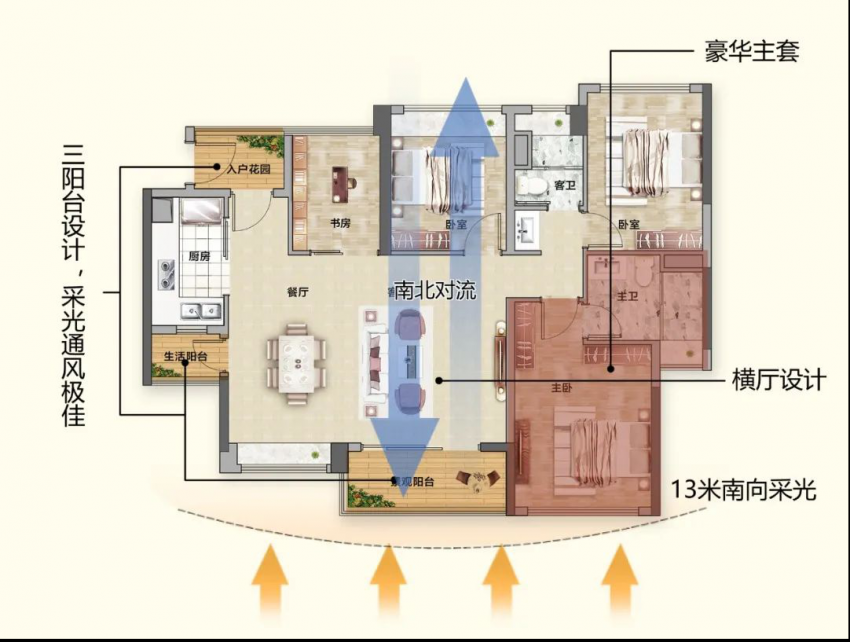 (珠江花城三期117㎡五房户型图)