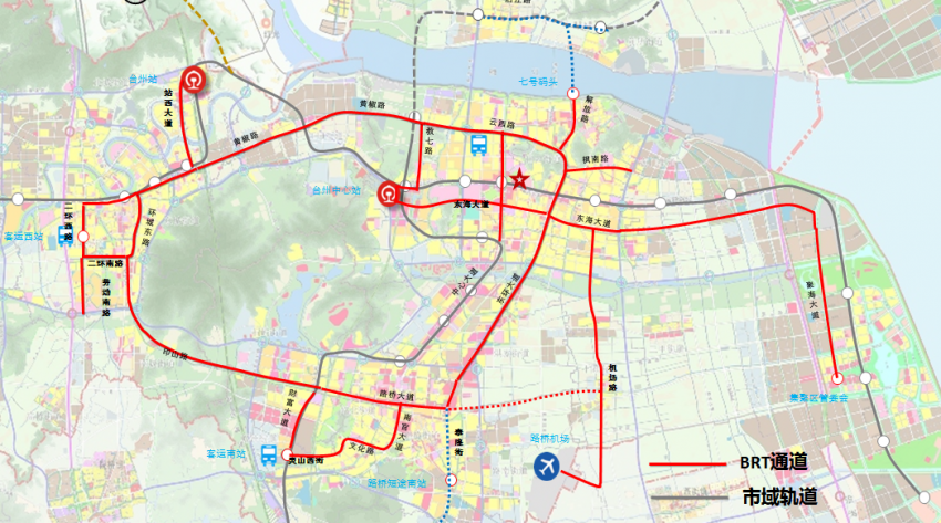 拟年内开工台州市区快速公交brt项目通道规划及一期工程通道方案公示