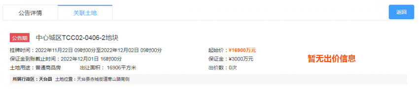 169亿起！天台赤城小学旁25亩商住地12月网拍