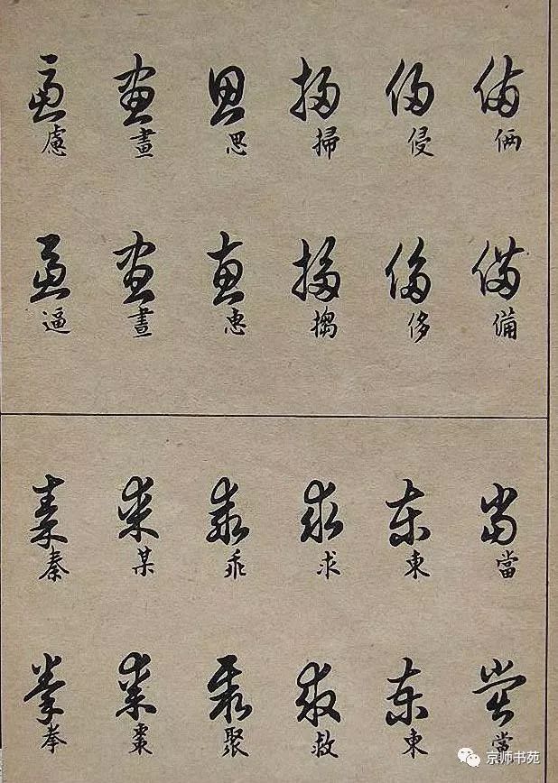 常用草書字例草書寫法