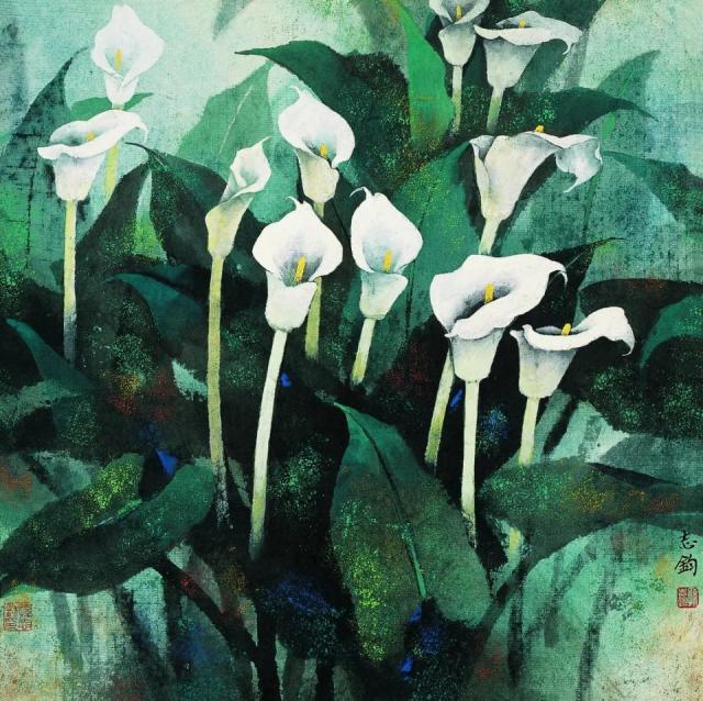 昙花 50×50cm 纸本 孙志钧 1990年