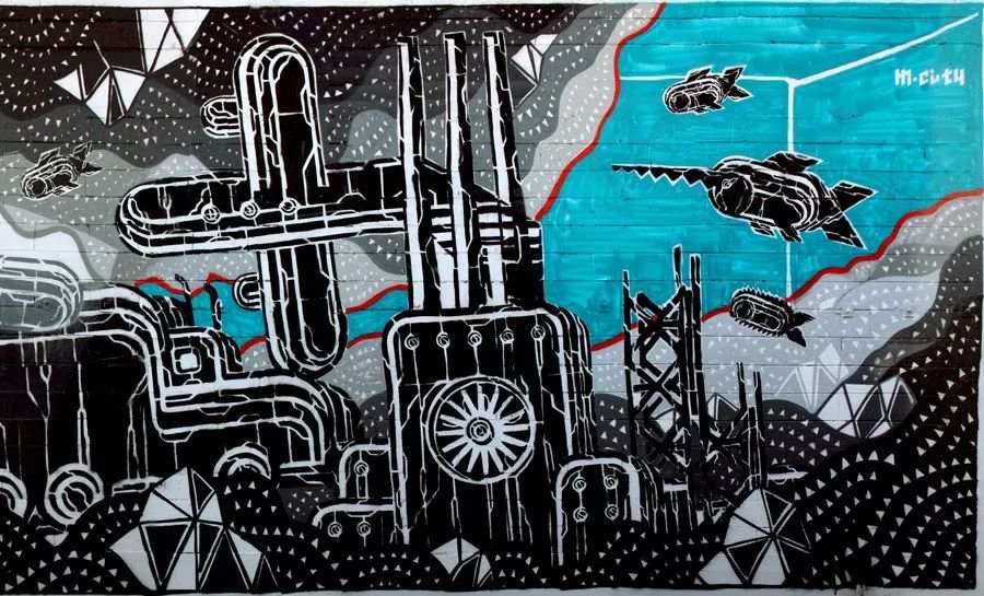 m-city,用壁画涂鸦描绘科幻世界中的工业机械世界