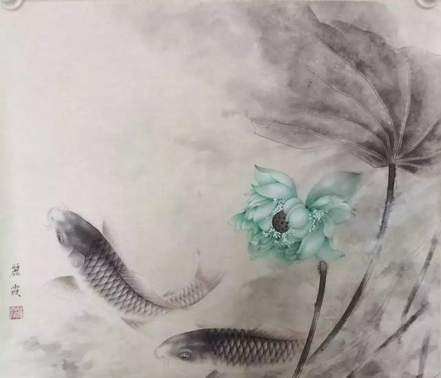 著名畫家董麗霞工筆魚作品賞析