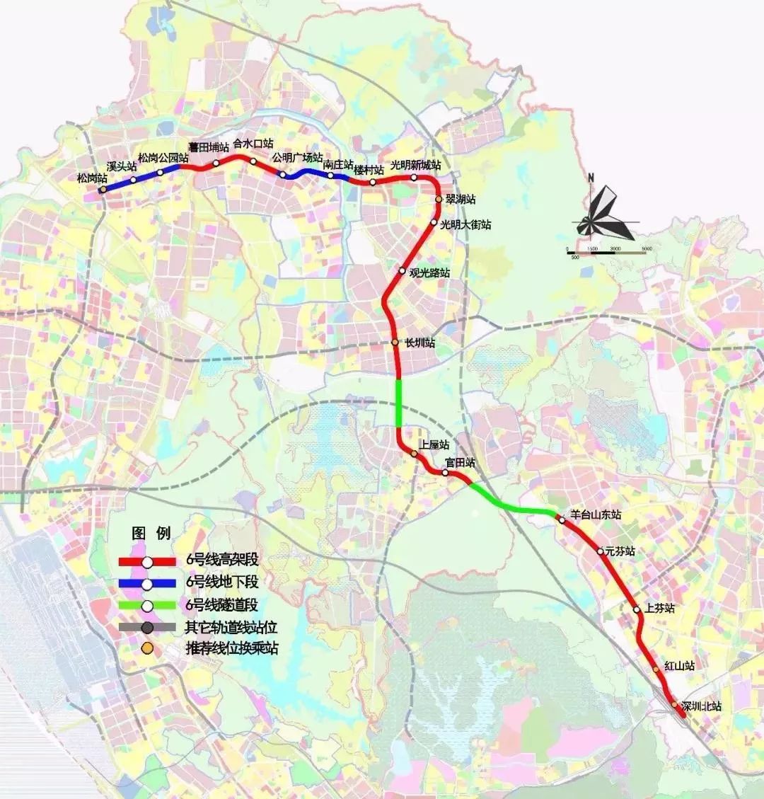 6号线一期线路起自深圳北站,终于松岗站,并与地铁11号线换乘,连接龙华