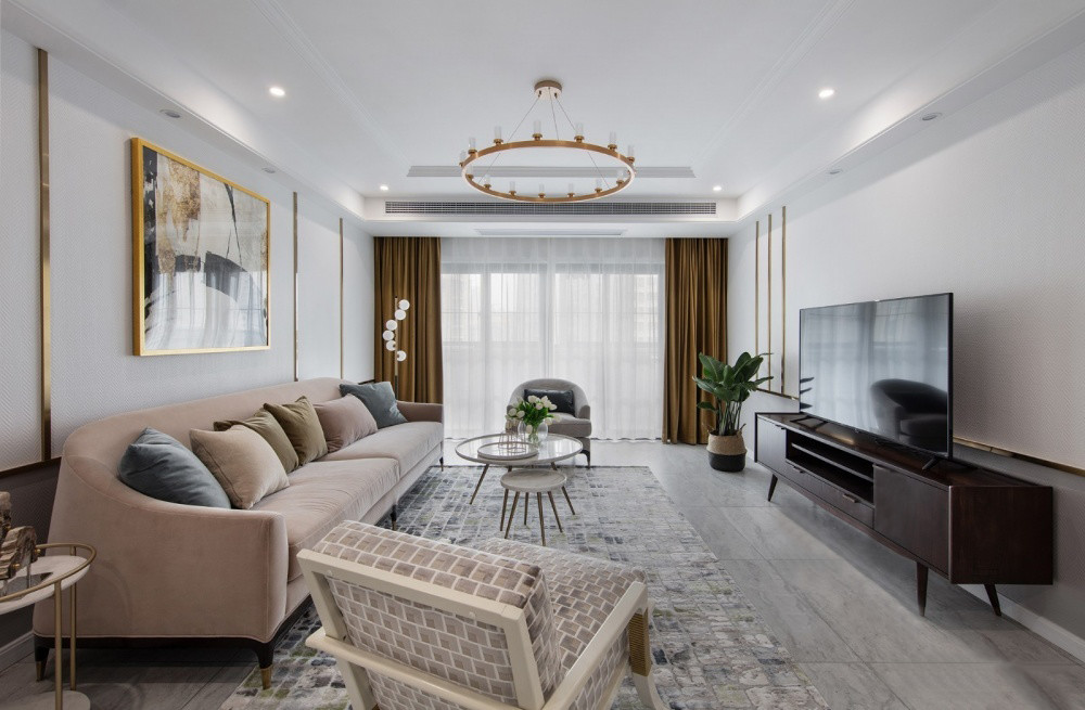 141㎡轻奢美式风格装修,卡座餐厅营造小资情调!