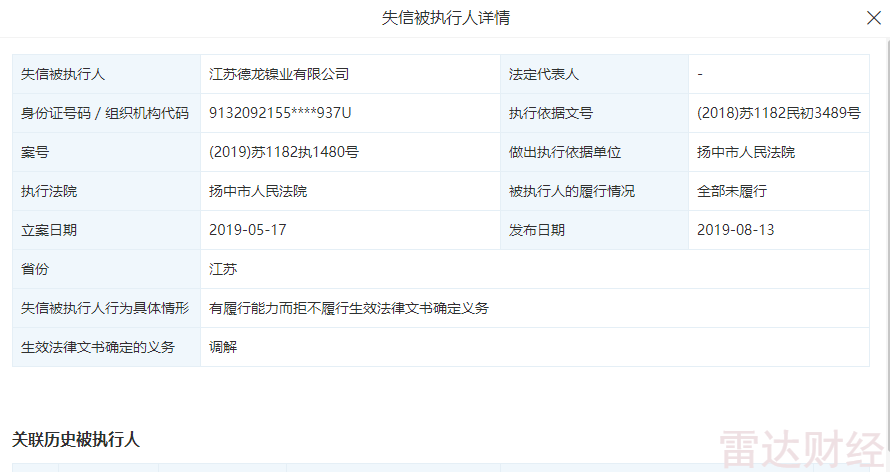 戴国芳千亿梦遇阻德龙镍业存款被判冻结还被列入失信被执行人