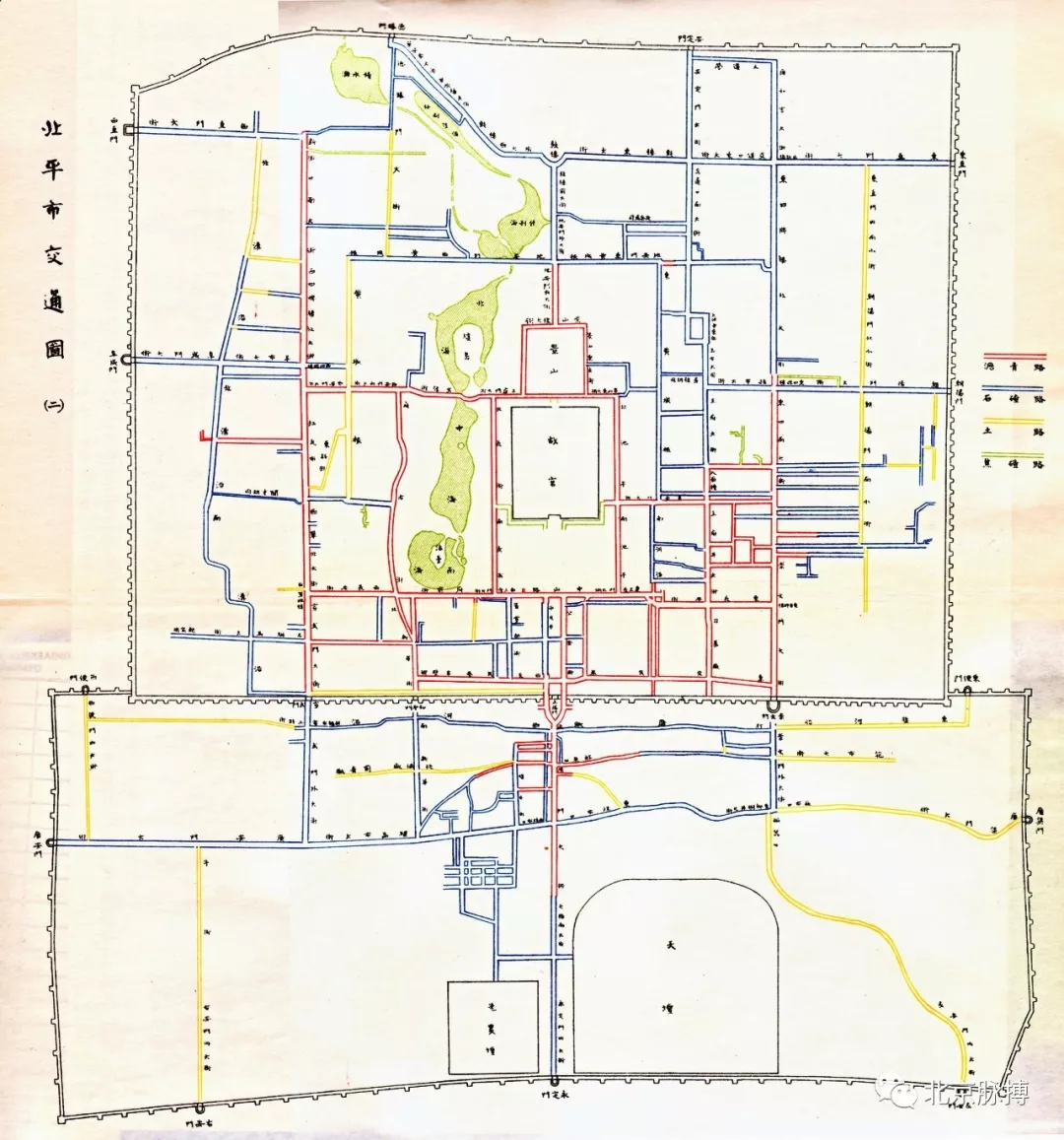 除了在地理上复写老北平城,这张地图的左上角还有一处附图,附图从古燕