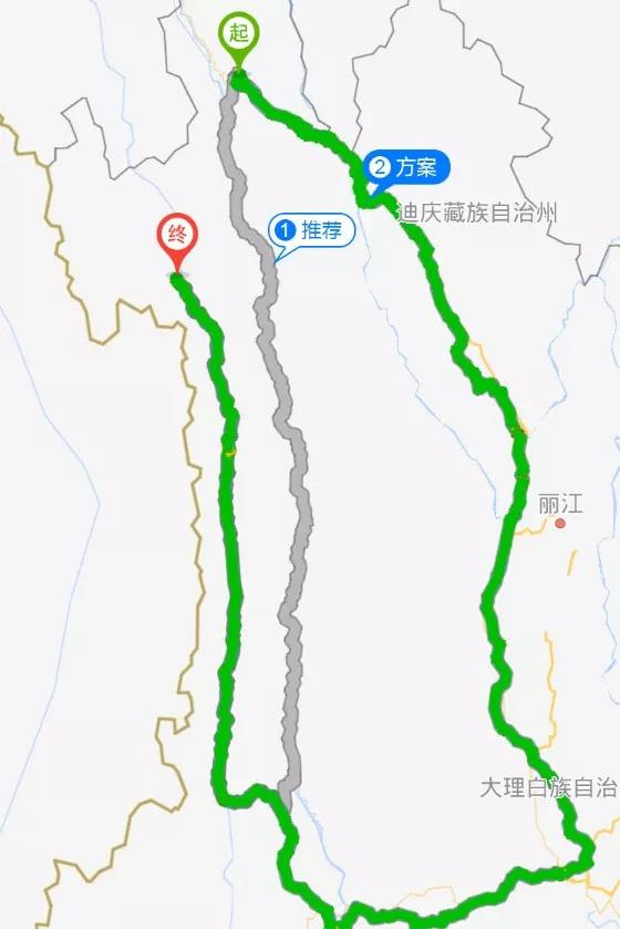 始于 德钦县云岭乡永支河口澜沧江东岸 止于 贡山县捧当乡闪打村 目前