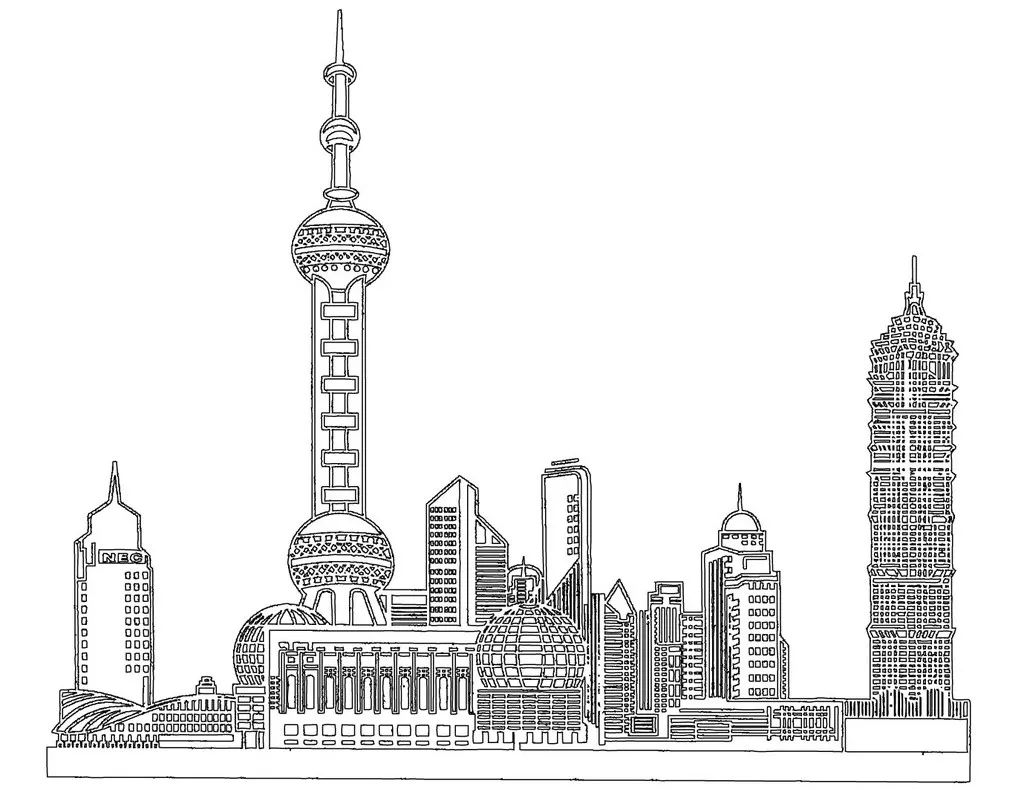 上海美术馆简笔画图片