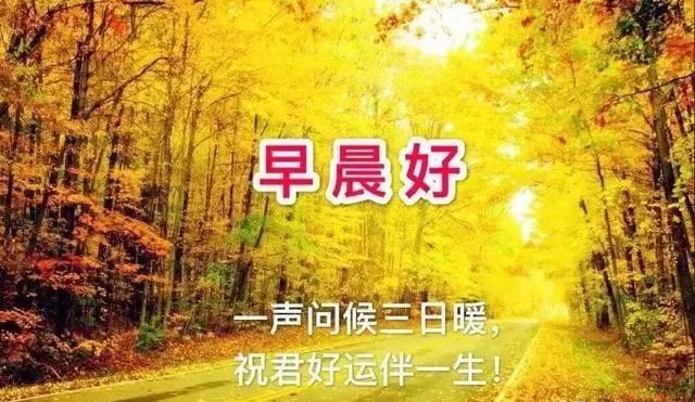 早上好風景圖片帶字帶祝福語秋天早安問候關心話語