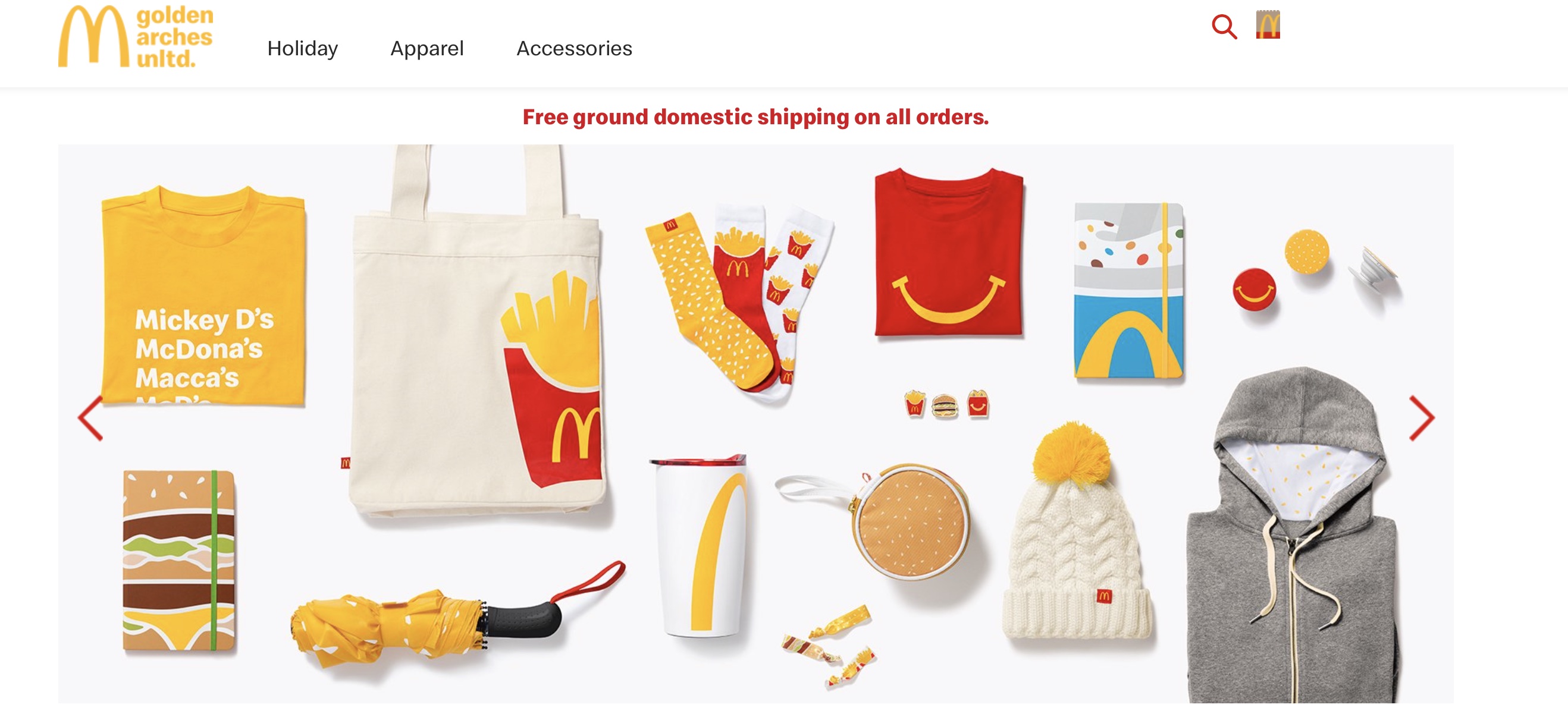 截图麦当劳还推出了golden arches unlimited线上商店,售卖周边产品