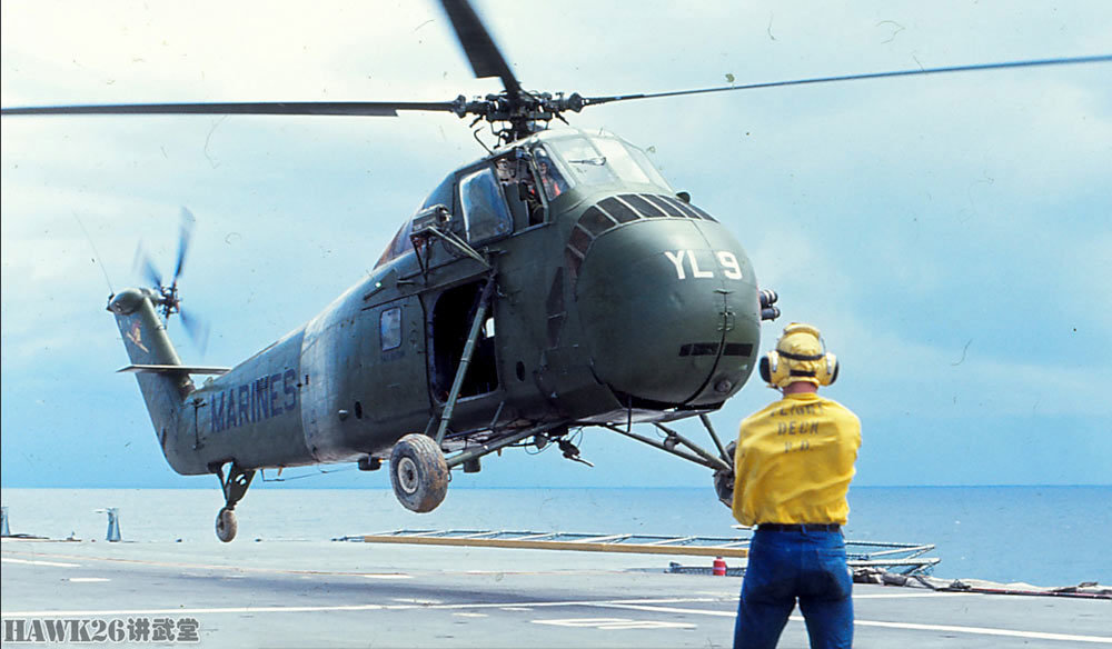 越战美军uh34直升机首次配备舱门机枪星型发动机最后的轰鸣