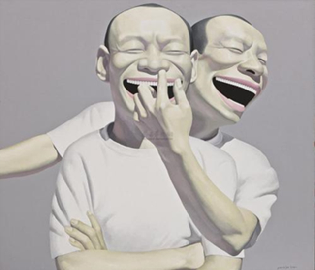 幽默写实主义的大笑绘画作品都是漫画式的脸