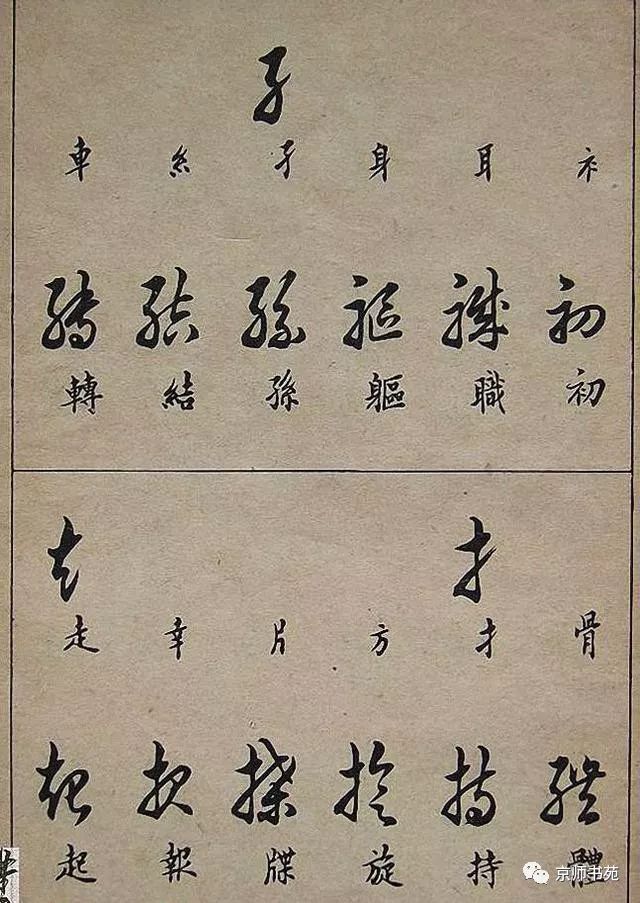 常用草书字例草书写法