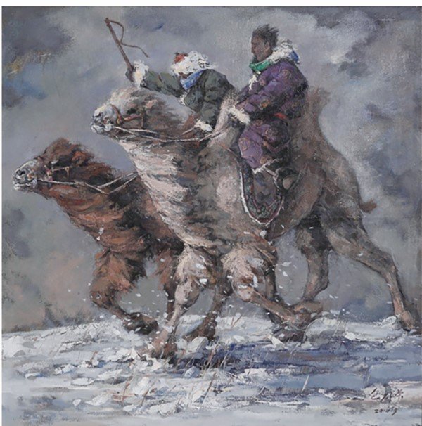 内蒙古画家油画图片