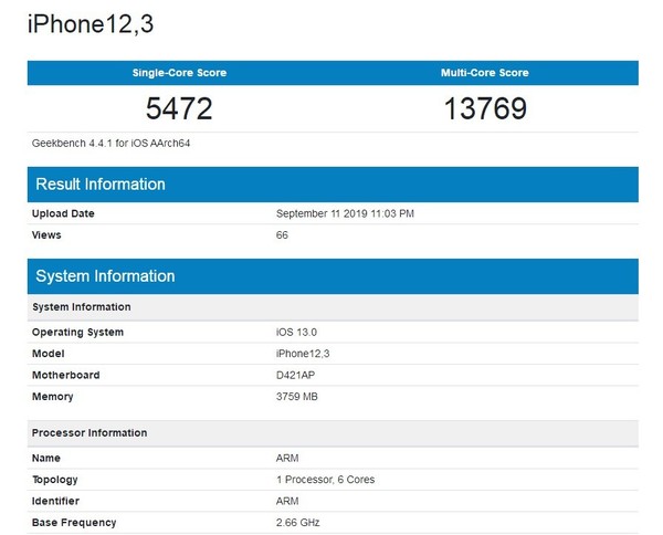 iphone 11 geekbench跑分曝光 a13芯片表现如何