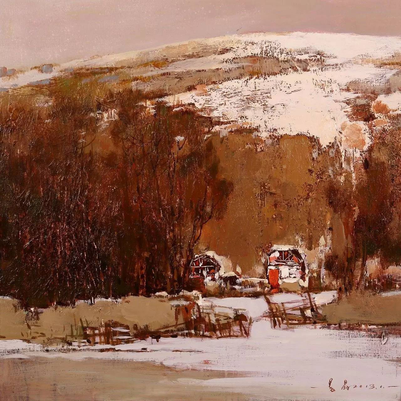 《窑洞》60×60cm 近年获奖作品: 《婚俗》1995年获首届中国风景油画