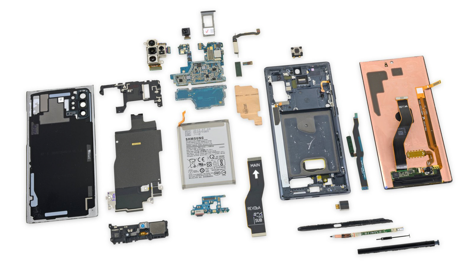 ifixit 拆解了三星 note10,证实了隐藏式听筒和新线性马达的设计__凤
