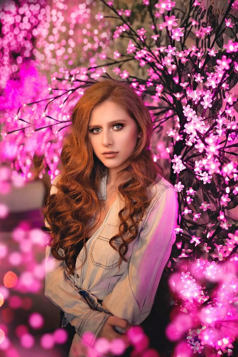 南美德味美女摄影 花与少女